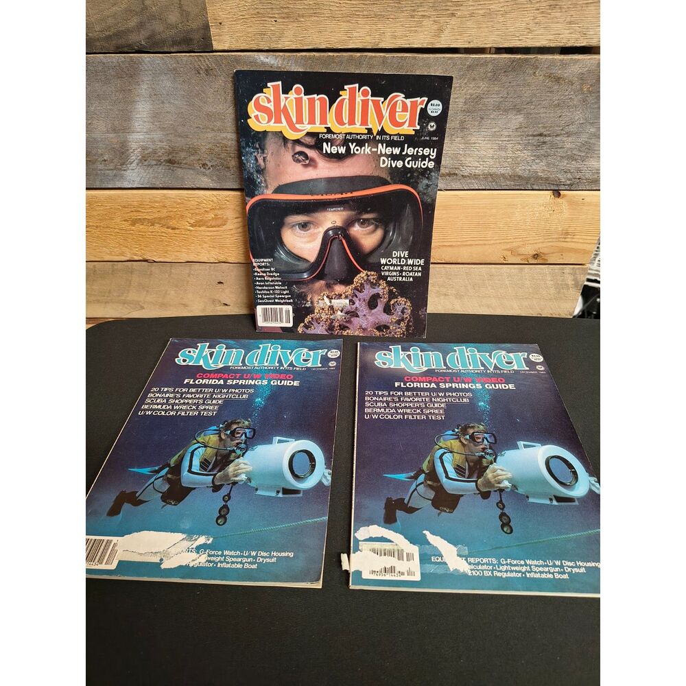 Lot of 3 VTG Skin Diver Magazine - December 1983, June 1984 - NY/New Jersey, FL